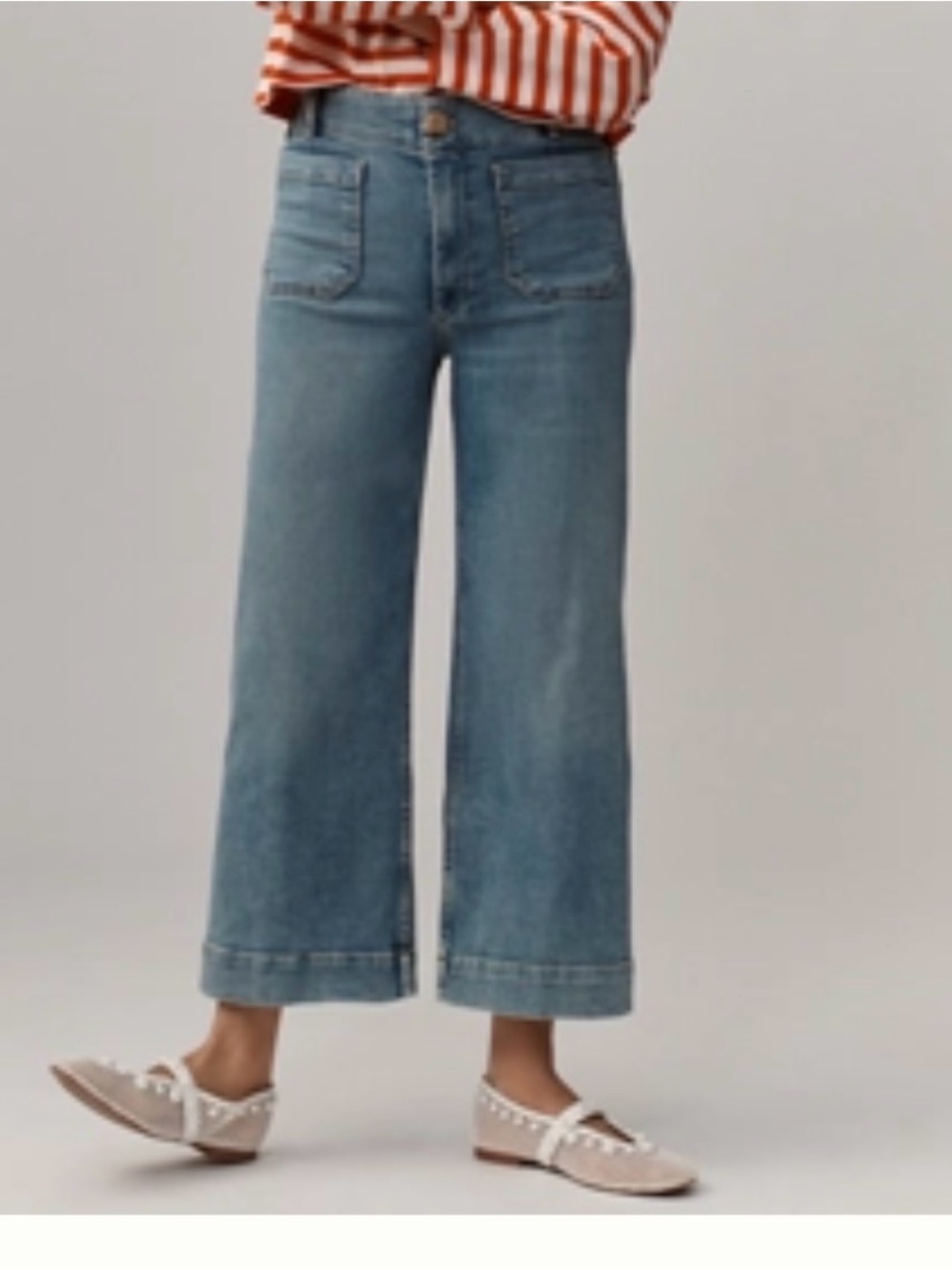 Maeve Light Blue Wide Crop Jeans